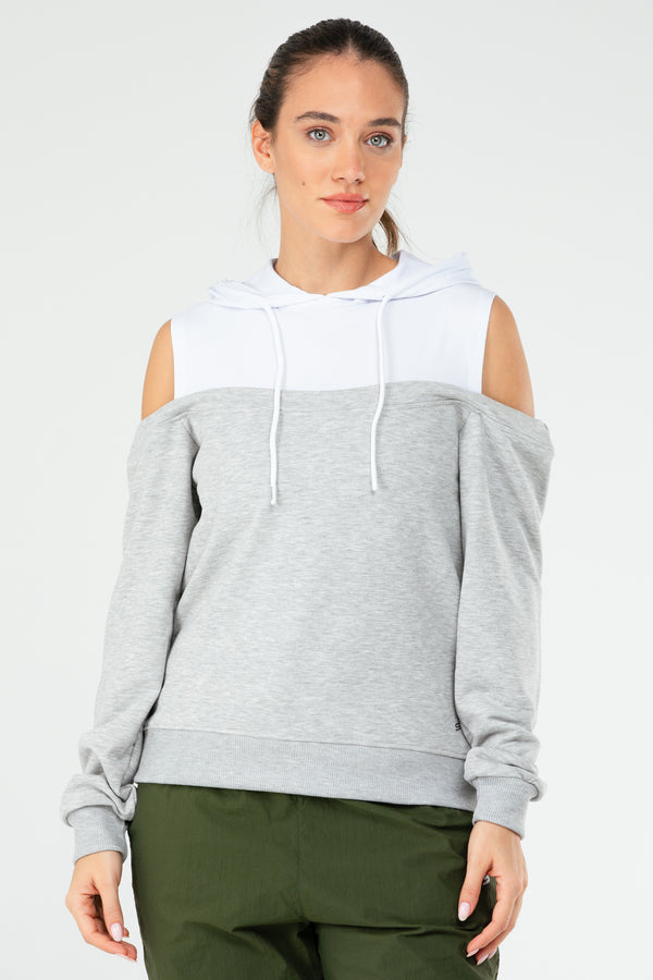 Gray Melange Women's Hoodie Sweatshirt SC1178