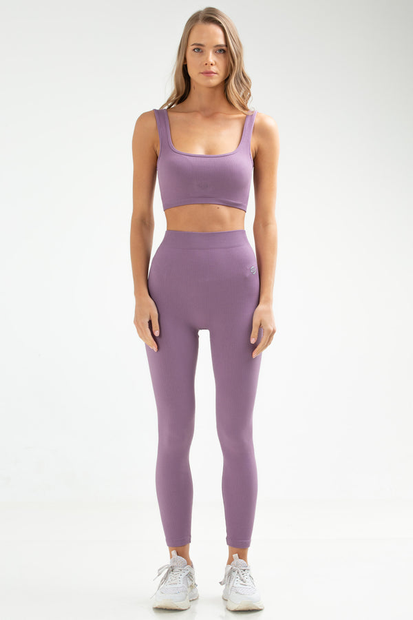 Purple Women Seamless Leggings Set SSB0008