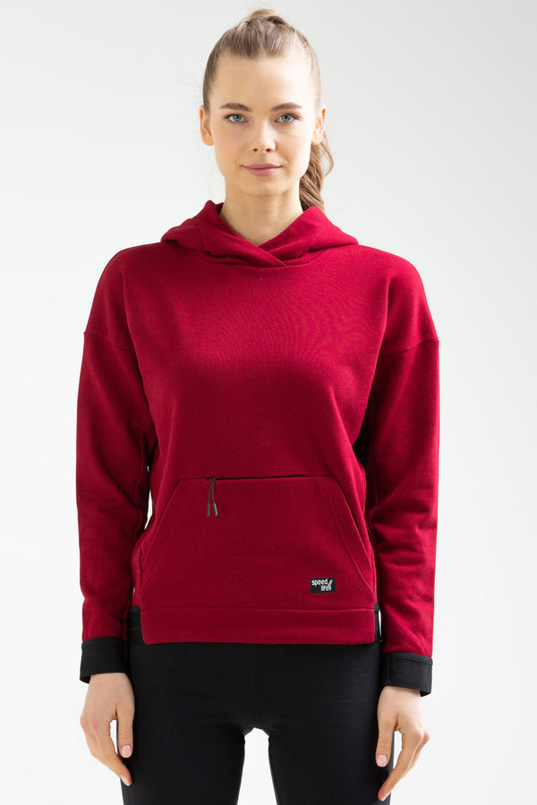 Burgundy Hoodie Women Sweatshirt SC0961