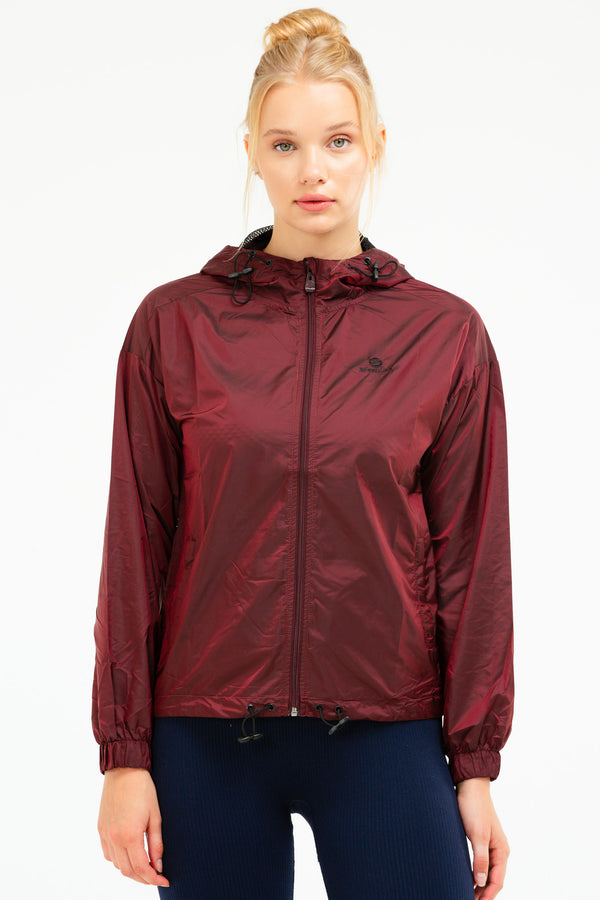 Burgundy Women's Raincoat Windbreaker SC1009