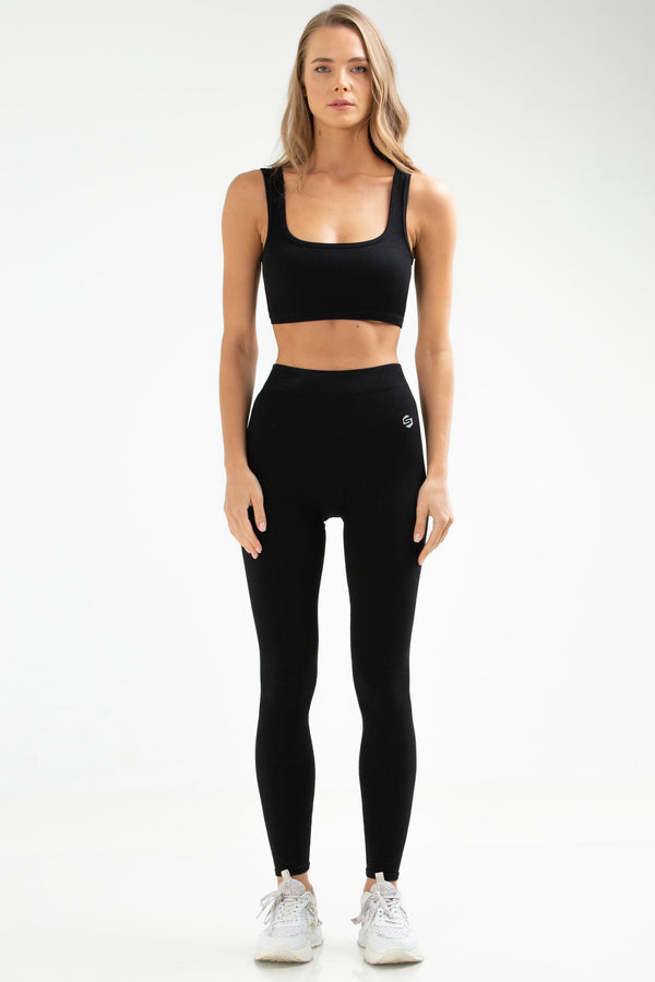 Black Women Seamless Leggings Suit SSB0008