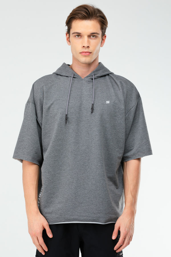 Grey Melange Men's Hoodie Sweatshirt XC2319